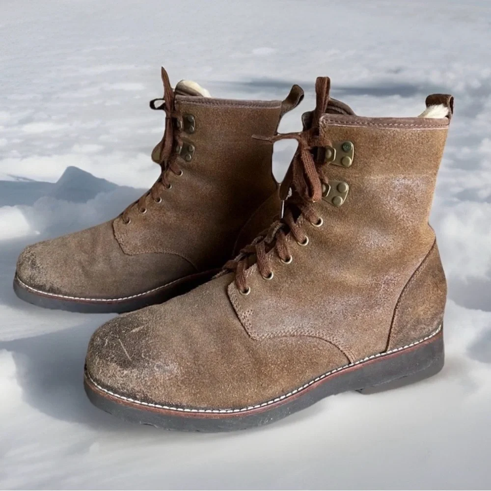 UGG Hannen TL Boots Sz 10 Waterproof Winter Leather Sheepskin Work Warm Brown